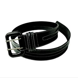 Women's 1¾" Thick Black Leather Belt‎ Small 36" Double Buckle